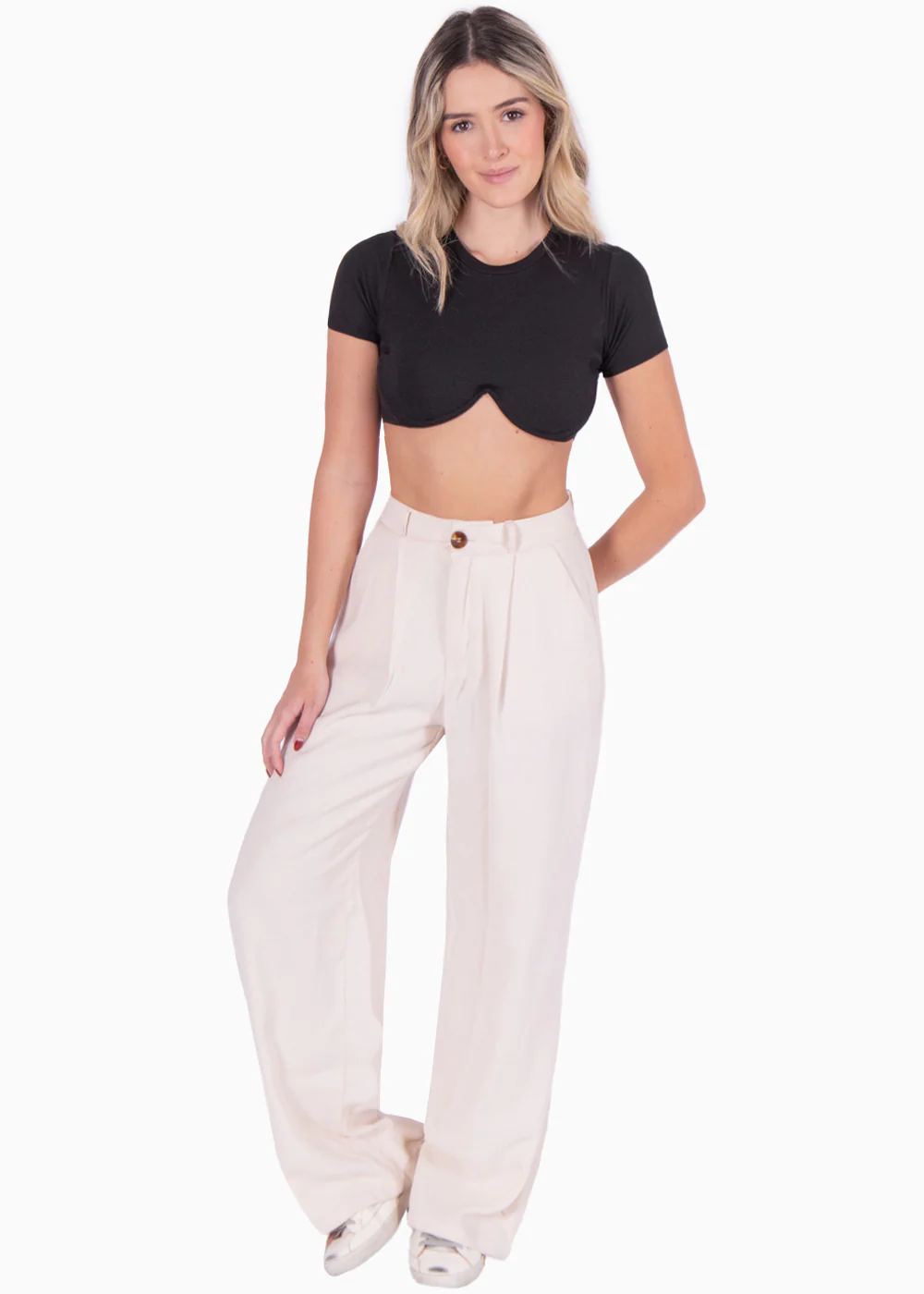 Crop top manga corta con cuello redondo - MARCELLE - Image 3