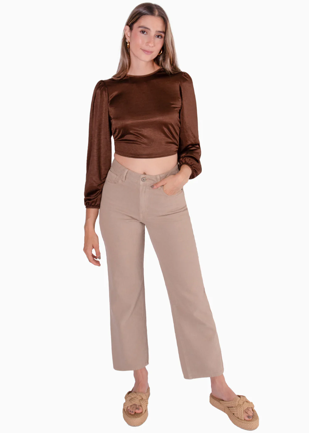 Crop top manga larga con mangas englobadas y espalda con entorchado - MILKA - Image 4
