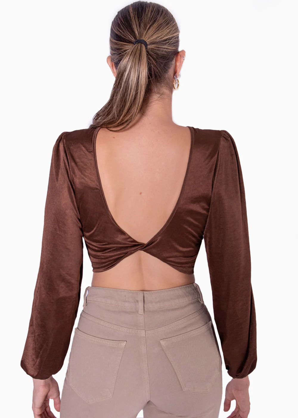 Crop top manga larga con mangas englobadas y espalda con entorchado - MILKA - Image 5