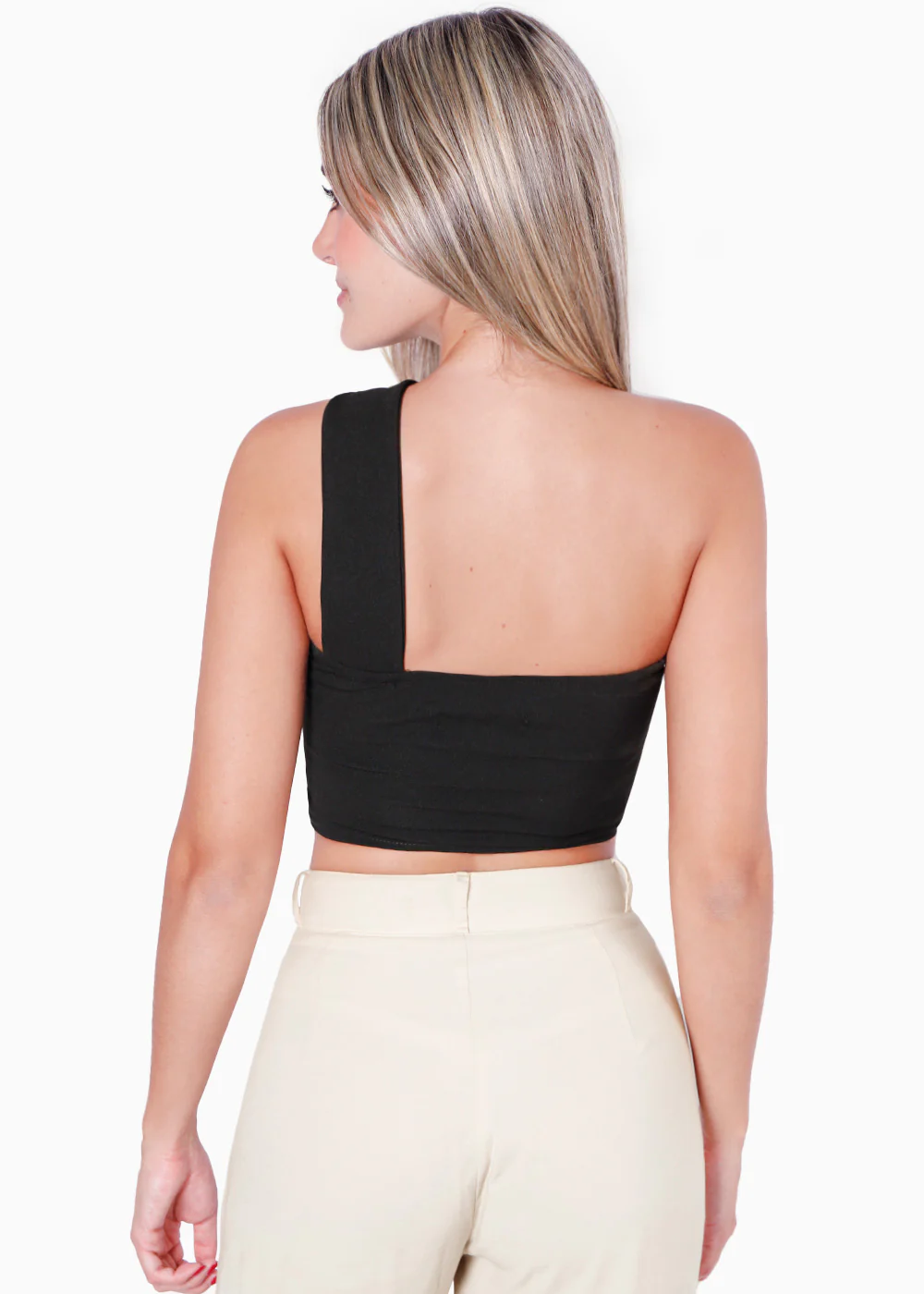 Crop top strapless con cut out y cargadera en diagonal - SODHANA - Image 6