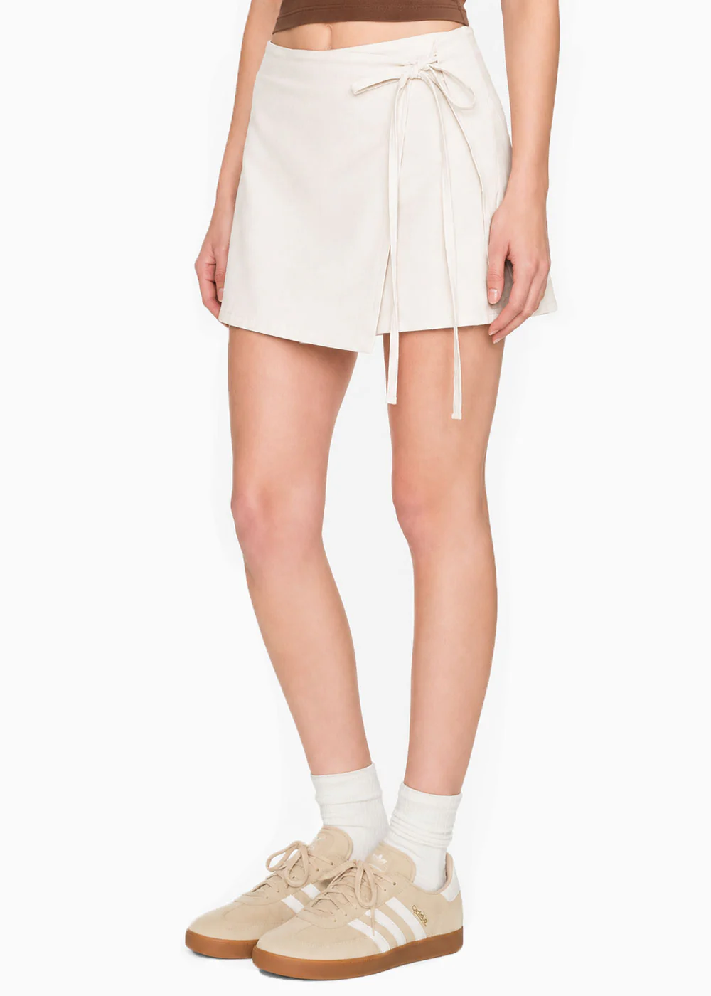 Falda short en dril con anudado en frente - TABASCO.MARFIL - Image 2