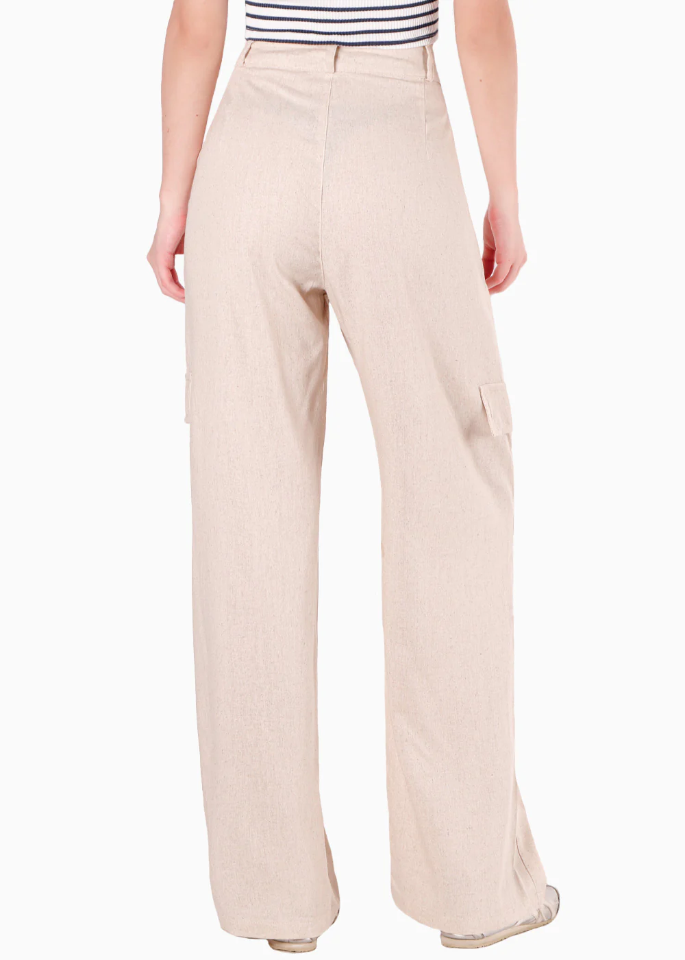 Pantalón en tela tipo lino wide leg con tapas tipo cargo - SIRENNA - Image 3