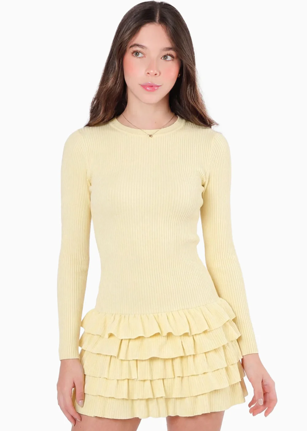 Vestido corto manga larga y falda con boleros - OTOÑO.AMARILLO - Image 5