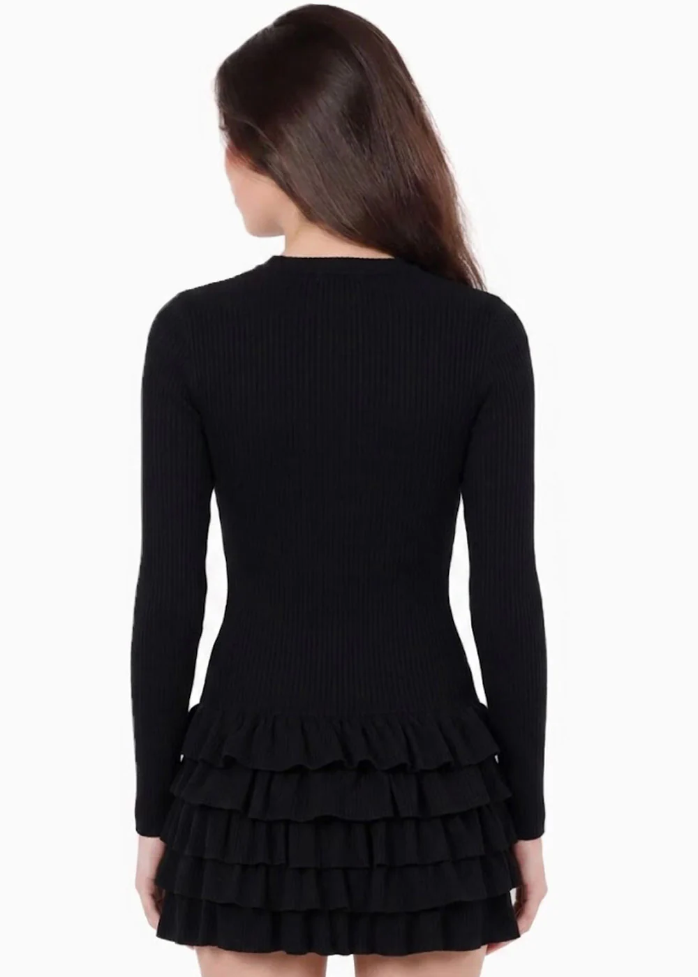 Vestido corto manga larga y falda con boleros - OTOÑO.NEGRO - Image 6